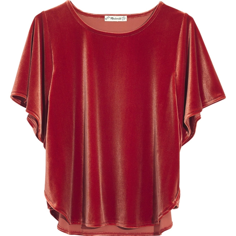 Madewell rust velvet butterfly sleeve top size S
